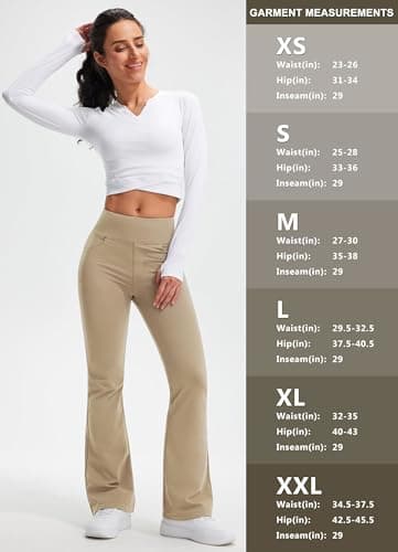 Libin Womens Fleece Lined Flared Leggings Thermal Trousers 31,Khaki S — view 5