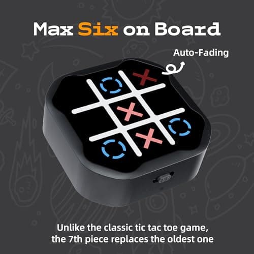 MASSRT 3-in-1 Electronic Tic Tac Toe Handheld Travel Game, Black — view 3
