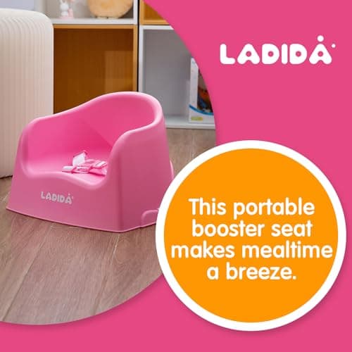 LADIDA Portable Booster Seat, Travel High Chair, Suitable for Feeding and Dining (Pink) 416 — view 2
