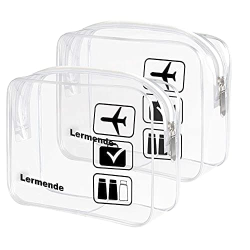 Lermende Clear Toiletry Bag TSA Travel Makeup Bags Luggage Pouch 3pcs