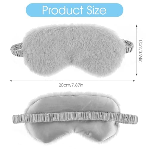 2 Pcs Plush Eye Mask Soft Sleeping Blindfold Eye Cover Comfortable Furry Faux Fur Sleeping Mask Satin Nap Night Eyeshade Cover for Women Men Gift (Black, Gray) — view 2