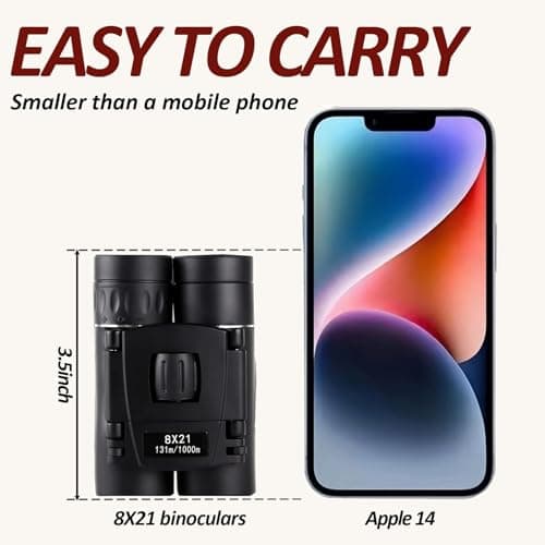 8X21 Binoculars Black, Compact High-Definition Binoculars for Adults & Kids with Universal Phone Clip – Perfect for Bird Watching, Travel, Camping, Concerts & Outdoor Activities — view 2