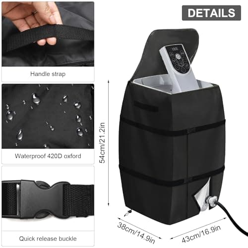 Hot Tub Cover with Zipper Opening - Spa Heater, Waterproof, Dustproof & Insulated Pump Cover for Outdoor Travel Bathtub, Pools & Inflatable Bathtubs (Black) by Lazy Spa — view 3