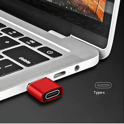 Betron USB to USB C Adapter, Compact Design, 3 Pack (Red) — view 5