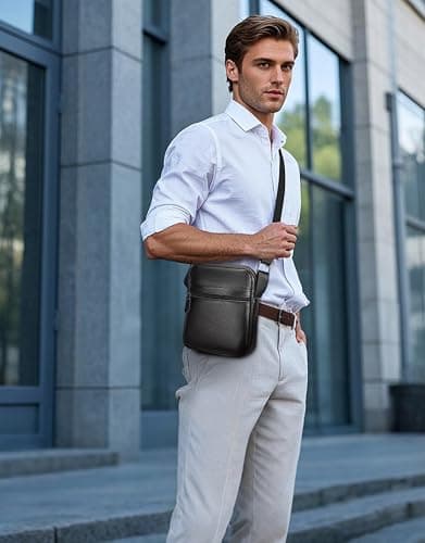 Leathario Shoulder Bag, Genuine Leather Cross Body Bag Men, Small Messenger Bag, Side Sling Bags for Work, Travel, Daily Use — view 2