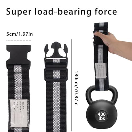 AYNKH 2 Pcs Luggage Straps with 10 Pcs Luggage Tags, Adjustable Heavy Duty Luggage Straps, Suitcase Straps, Personalised Luggage Belt Premium Accessory for Travel Bag Suitcase — view 4