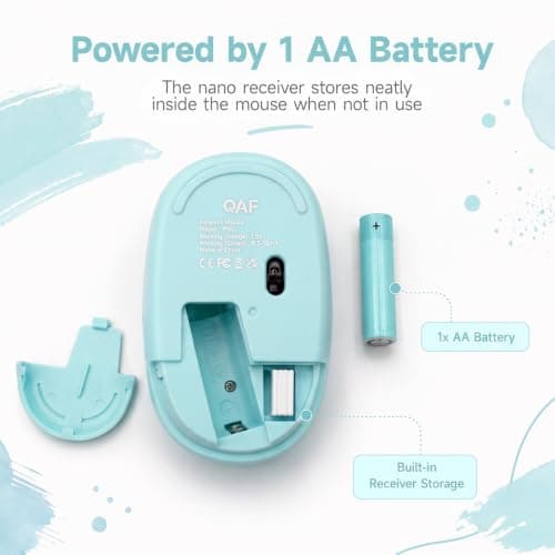 qaf Wireless Mouse 2.4G, Small Compact USB Mouse with Nano Receiver, Quiet Click, 1600 DPI, AA Battery Mouse, Portable Travel Mouse for Laptop, PC and Mac with USB-A — view 6