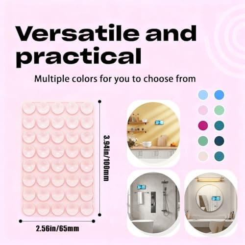 3-Pack Silicone Suction Phone Mount with Adhesive Base - Universal Anti-Slip Holder for iPhone, Samsung, Google Pixel & More - Secure Multi-Surface Grip for Car (Pink) — view 4