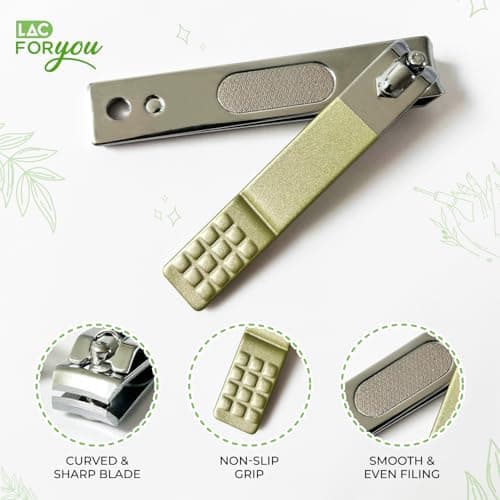 LAC FOR YOU Nail Clippers Set 2 Piece – Stainless Steel Professional Toenail & Fingernail Clippers with Built-in File, Ergonomic Large & Small Nail Cutter for Men Women Seniors — view 2