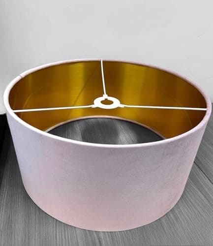 Plush Velvet Lampshade for Ceiling Shade, Table, Floor Lampshade with Brushed Gold Lining Handmade in The UK. (Pink, Diameter 25 x 20cm Height) — view 2