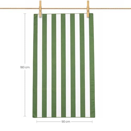 Olivia Rocco Beach Towels Extra Large Super Soft Quick Dry Sand Resistant Travel Pool Towel Lightweight Summer Holiday, Stripe Sage — view 3