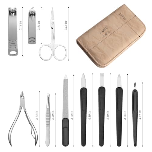 Manicure Set 10pcs Professional Nail Clippers Kit Pedicure Care Tools-Stainless Steel Grooming Tools for Travel-Brown — view 3