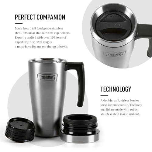 Thermos Icon Stainless Steel Travel Coffee Mug (470ml) 7h Hot | 22h Cold — view 4