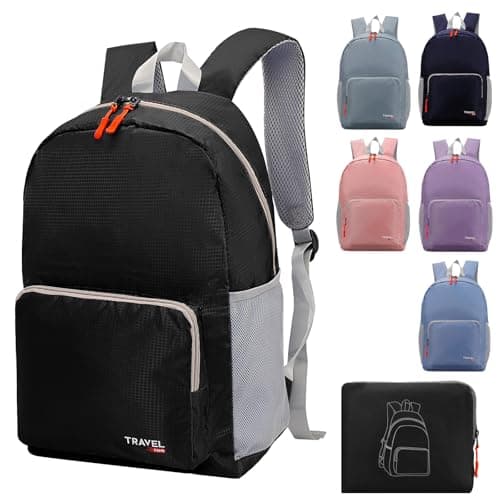 Risipu 20-35L Lightweight Foldable Backpack, Student Backpack, Small Rucksack Water Resistant Durable Packable Backpacks for Women Men Outdoor Camping Travelling Walking Hiking Biking (Black)