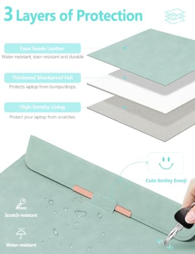HYZUO 13 Inch Laptop Sleeve Case with Stand for MacBook Air, Mint Green — view 3