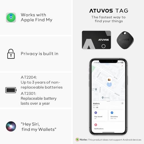 ATUVOS Smart Air Tag and Wallet Tracker Card, (iOS Only) — view 2
