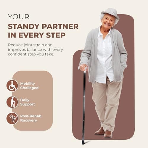 Ajuny Wooden Walking Stick for Men Women Seniors Leaf Flower Style 36 Inch — view 5
