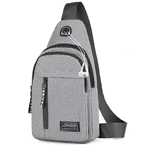 Yafe Small Shoulder Backpack, Lightweight Nylon Rucksack Bag, Grey