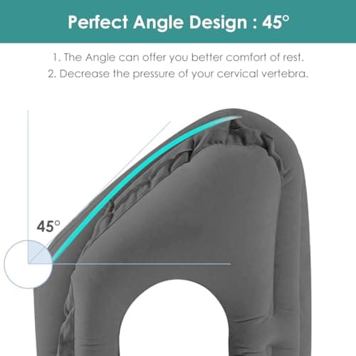 CECOMBINE Inflatable Travel Neck Pillow, Flight Pillow Travel Accessories, Office Lunch Break, Train and Plane Essentials Air Neck Pillows, Head Support Pillow, Adjust Sleeping Position (Grey) — view 5