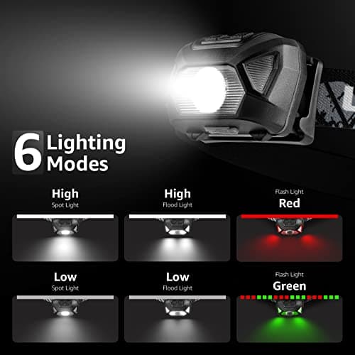 Lepro Head Torch Rechargeable, 2000L Waterproof LED Headlamp 30Hrs Runtime — view 4