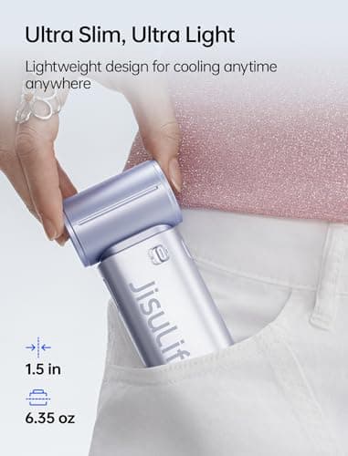JISULIFE Handheld Fan Life9S - Sleek Chrome: Turbo Power, 22 Hours Cooling — view 4