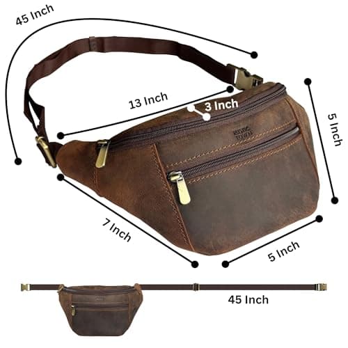 Leather Waist Pack for Men & Women - Full Grain Leather Fanny Bag, Adjustable Sling Purse & Chest Belt Bag - Multifunction Hip Bum Bag, Travel Pouch for Hiking Running & Cycling — view 3