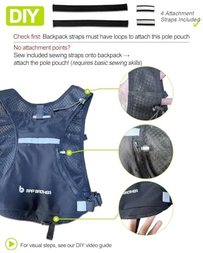 Danuosie Trekking Poles Carry Bag, Waterproof & Lightweight Hiking Poles Storage Bag, Portable Storage Bag for Trekking Poles, Suitable for Running Backpacks & Hydration Vest — view 3