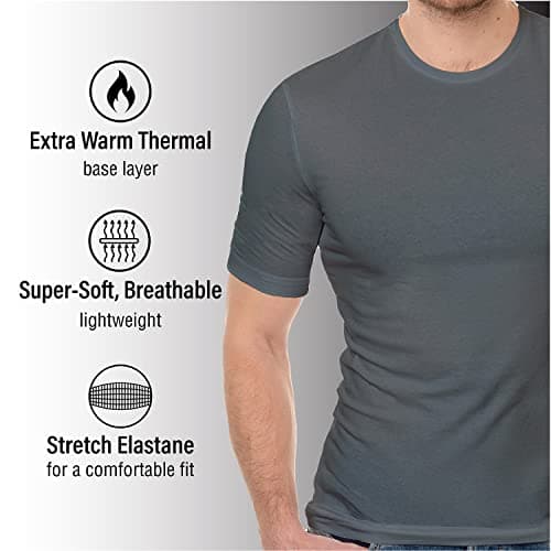 TT ThreadTrade Men's Thermal Underwear Set, Top Bottom Long Johns Warm Base layer Thermal Set Vests Trousers for Cold Winter Wear and Skiing Running Workout (Charcoal Short-Sleeve Set, L) — view 4