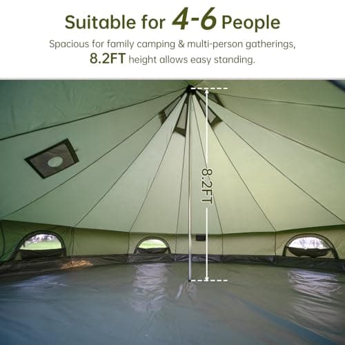 Oxford bark tent for family camping - Spacious 4m yurt with stove connection,4 Season Outdoor Bell Tent Glamping Tent For 4-6 People,Tent Box Roof Tent (Green) — view 4