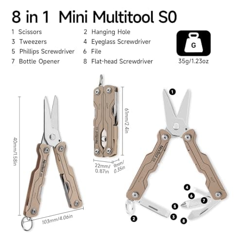 NexTool Micro Sailor S0, 8-in-1 Mini Keychain Multitool (Khaki) — view 2