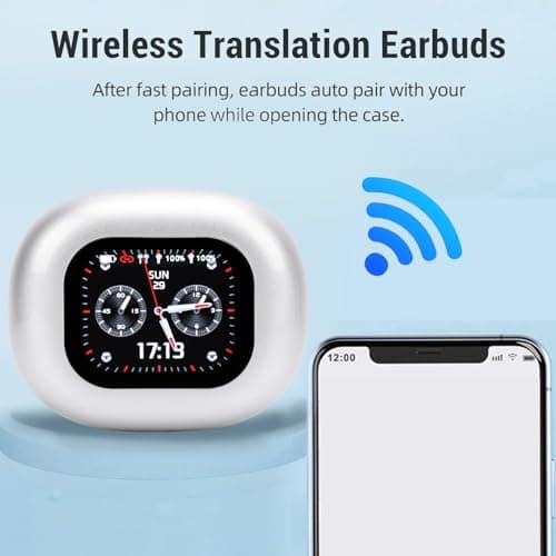 POENVFPO 3 in 1 Wireless Headphones with Voice Translator, IPX6, for Business Travel (Silver) — view 3