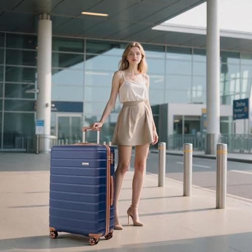 Cosbarn Luggage Sets 5 Piece Suitcases with Wheels, 5 Piece Sets (20/24/28/DB/TB), Fashion (DarkBlue) — view 2