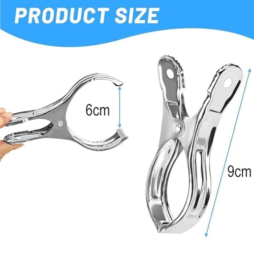 YFelomatric 8 Large Stainless Steel Clothespins With Spring Mechanism For Beach Towels Bedding And Thick Clothes 9 X 6 Centimeters — view 2