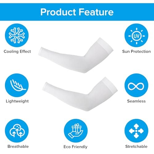 Tyqour 4 Pairs Uv Sleeves for Men Women, White Sun Protection Arm Sleeve Cooling Compression Arm Sleeves for Driving, Golfing, Fishing, Cycling, Hiking, Doing — view 6