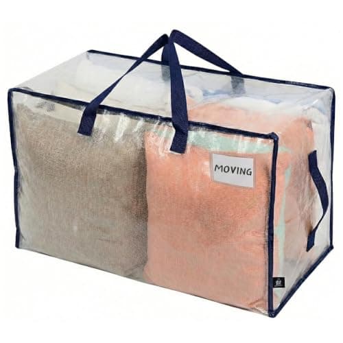 VENO 6 Pack Heavy-Duty Oversize Large Storage Bag Organizer with Zips and Tag Pocket for Moving, Clothes Storage, Laundry Bag, Packing, House Solutions, Sustainable, Water-Resistant (Clear, 6 Pack) — view 4