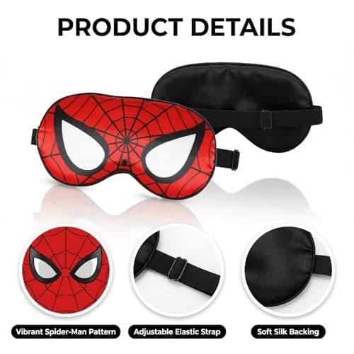 Wellrun 2PCS Cute Spider Sleep Mask,Adjustable Head Strap Blackout Cool Eye Cover,Funny Soft Breathable Imitation Silk Sleep Eye Mask for Travel,Home,Hotel,Office,Meditation,Party — view 3