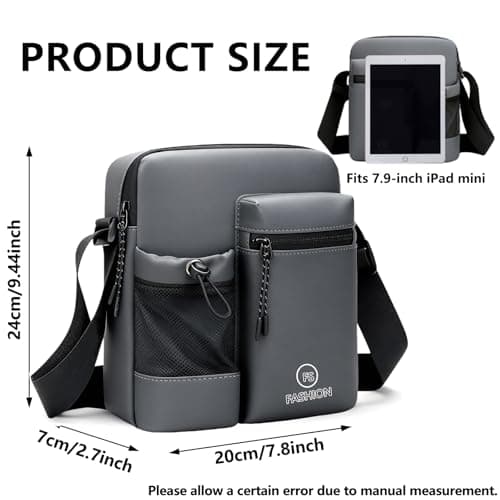 ChioSun Men's Shoulder Bag, Waterproof Water Bottle Messenger Bags(Grey) — view 3