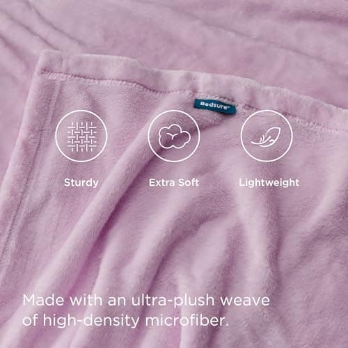 Bedsure Fleece Throw Blanket for Bed - Flannel, Light Purple, 150x200 cm — view 3
