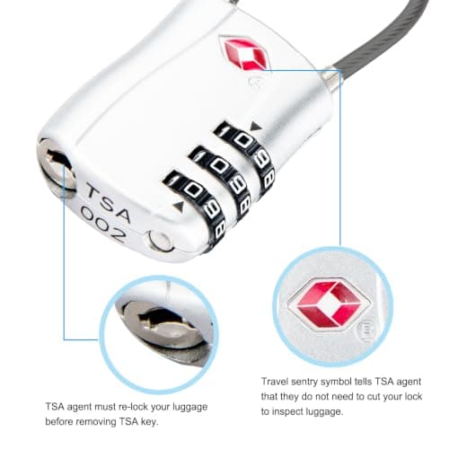 Diyife TSA Approved Luggage Locks with Flexible Steel Cable, Easy to Set up — view 2