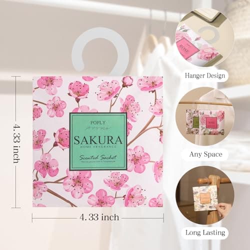 POFLY 12 Pack Sakura Scented Sachets, Air Freshener for Home & Small Spaces — view 4