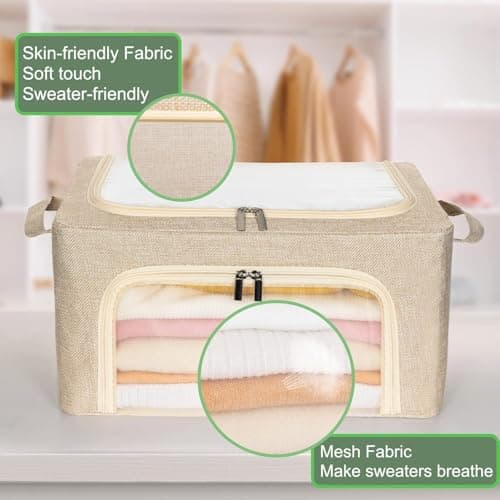 Cashmere Sweater Storage Bag 24L, 2 Pack Breathable Protection Pouch with Cedar Wood Balls, Moth Proof for Woolens, Stackable Closet Organiser — view 4
