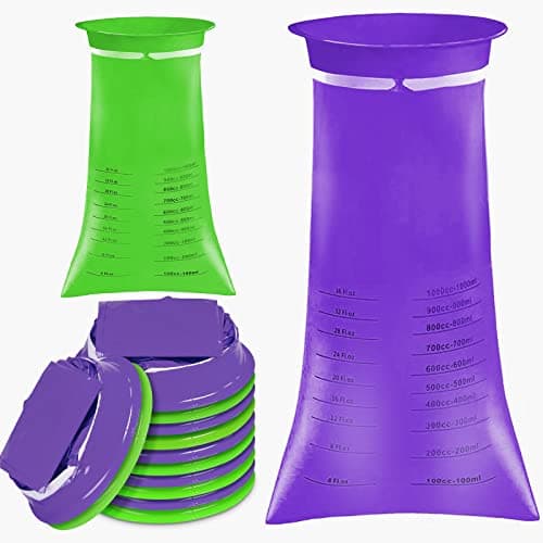 Sadocom 24 Pack Vomit Bags Disposable Barf Bag, 12 Purple & 12 Green