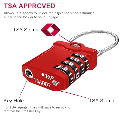ZHEGE Suitcase Padlocks, TSA Approved Locks with Open Indicator (Red, 2P) — view 2