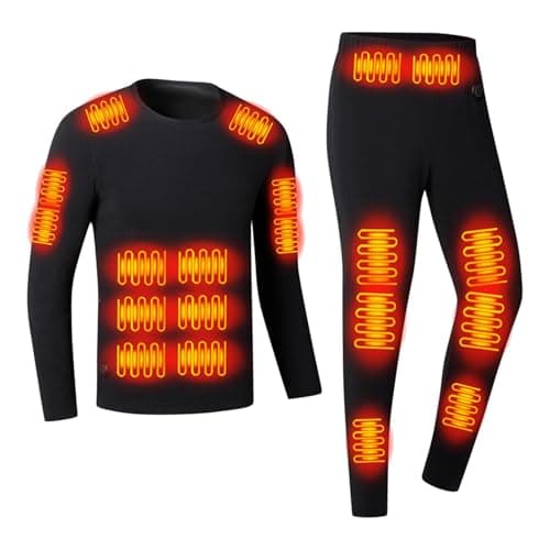 Heated Base Layer for Men and Women Fleece Lined Thermal Underwear Sets Long Sleeve Tops Long Johns Warm Thermal Bottoms Winter Outdoor Ski Running Thermals (Not Battery Pack)