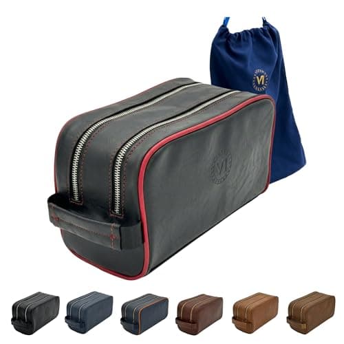 Travel Dopp Gift cosmetic VI PRESTIGE premium quality Classic Toiletry Bag large capacity two compartments YKK zippers water-resistant bottom studs mesh pockets durable organizer unisex BLACK/BURGUNDY