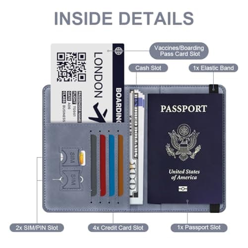 APXEL Passport Cover and Suitcase Tag Set, PU Leather Passport Covers — view 4