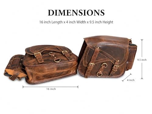 American Blue Set of 2 Genuine Leather Motorcycle Saddle Bags, Saddle Bag, Bicycle Bag, Vintage Fork Bags, for Bike Lovers (Bottle Holder Bag Set) — view 2