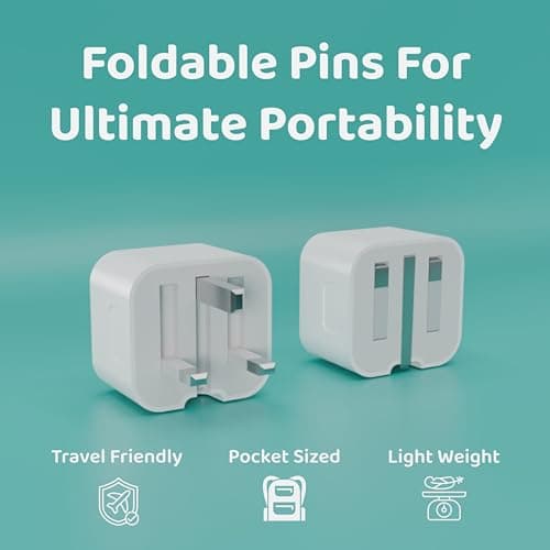 HexFast 20W USB Fast Charger Plug, 2-Port PD QC USB-C USB-A Foldable Fast Charging Plug for UK, Dual Port Folding Ultra Compact Wall Adapter for Apple iPhone for 16 15 14 13 12 Pro Plus, iPad, Samsung — view 3