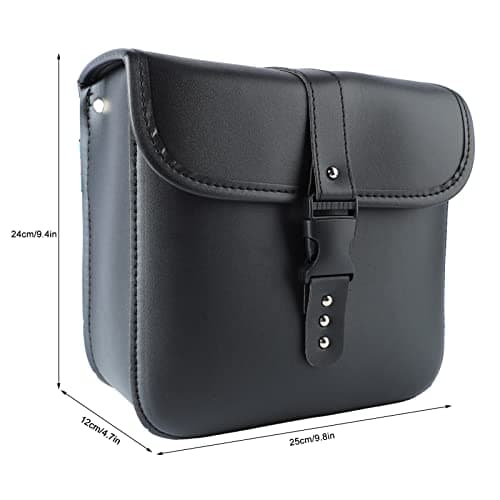 Motorcycle Saddle Bag, PU Leather Waterproof Rear Seat Saddle Bag, 1 Pair Motorcycle Side Saddlebags Travel Tool Tail Luggage-Black — view 2