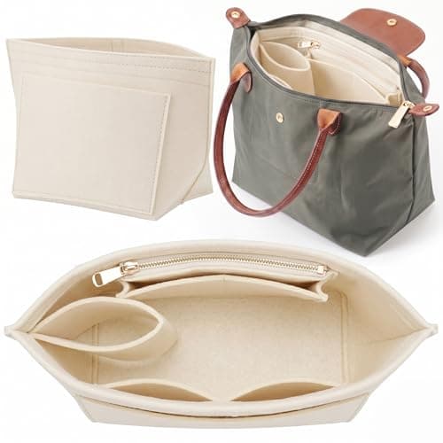 Felt Bag Organiser Suitable for Longchamp Le Pliage (Beige,L)
